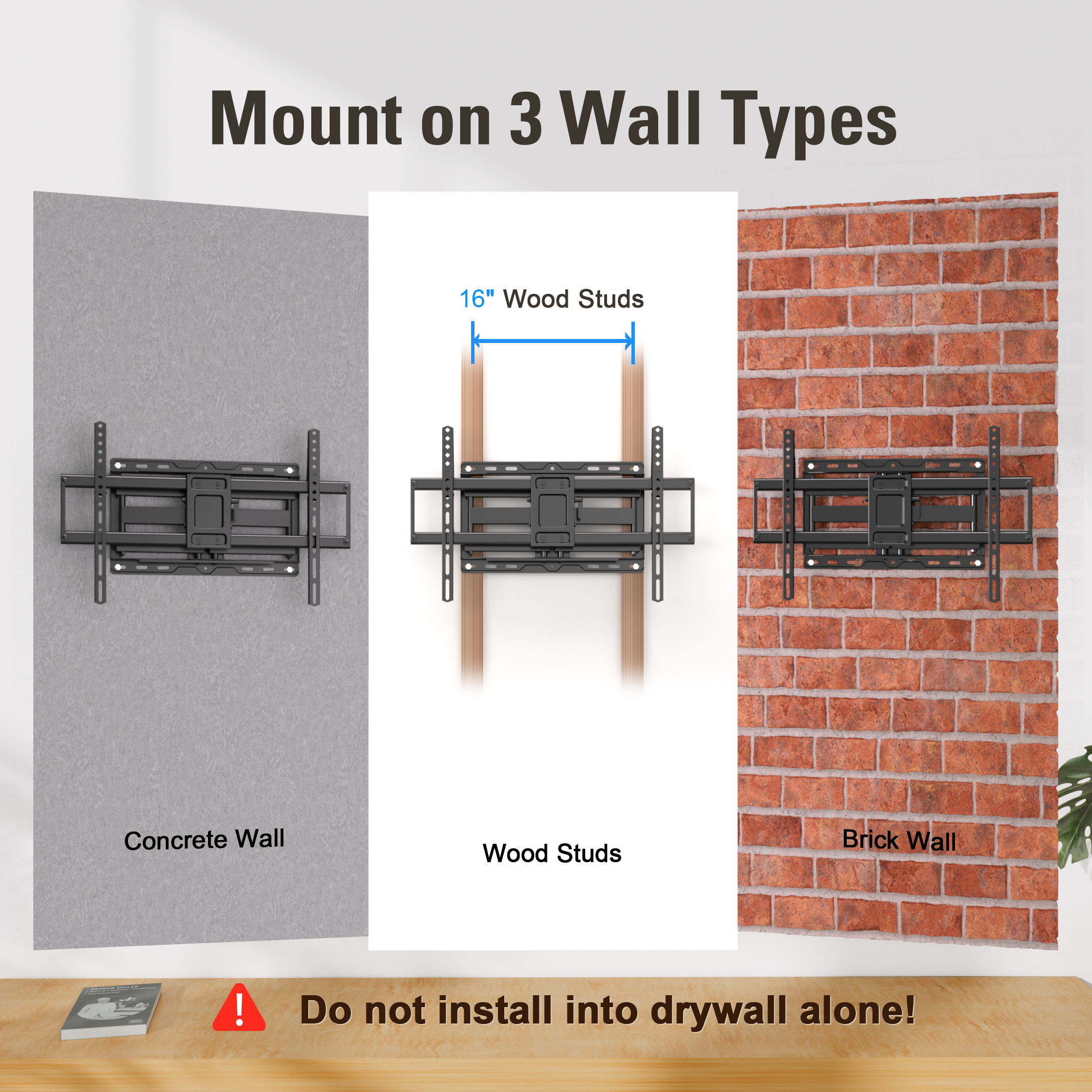 Fitmetal F27207 Large Full Motion TV Wall Mount for 47-92 inch TVs Swivels Tilts Extension Rotation Holds up to 132lbs Max VESA 600x400mm, Fit 16" Wood Stud