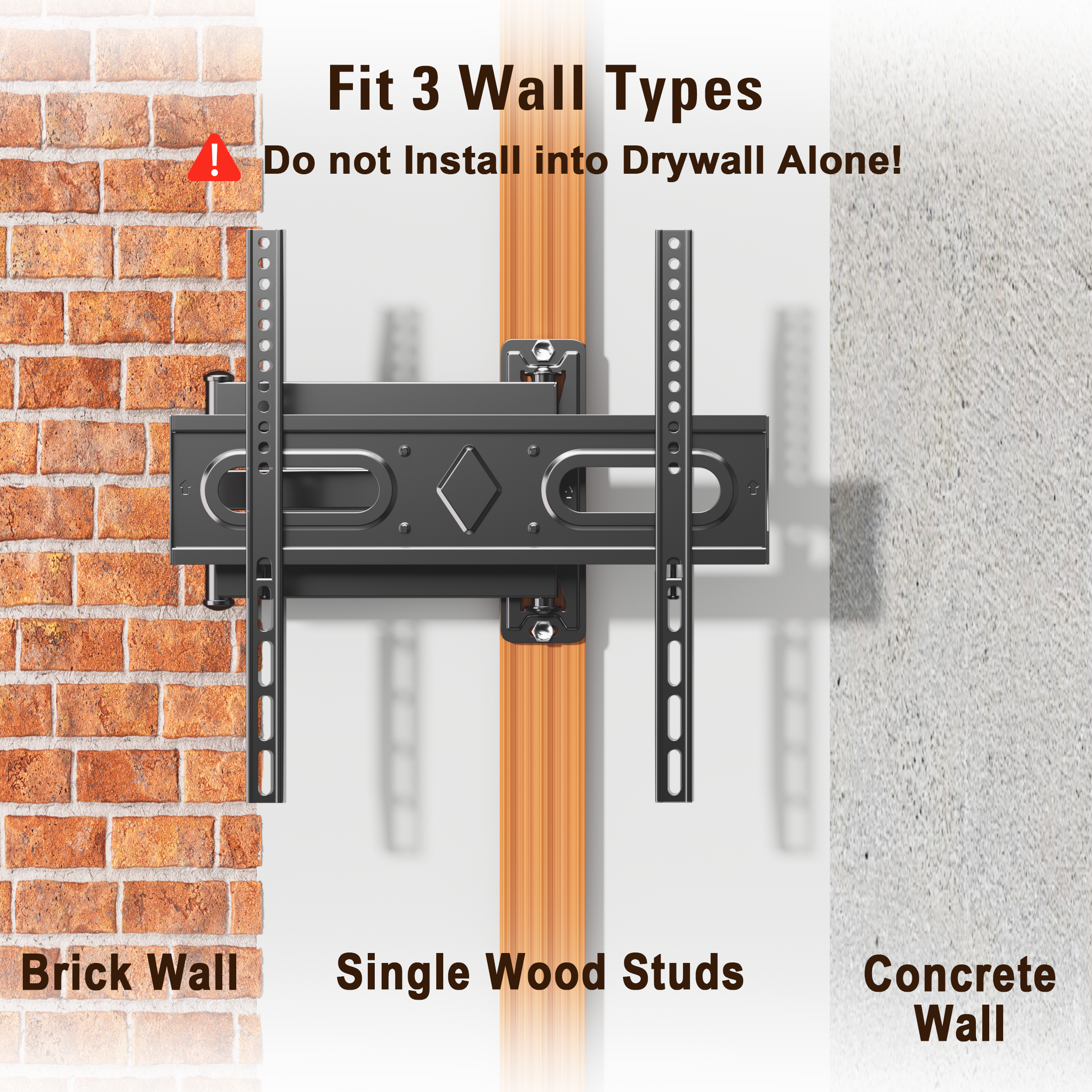 Fitmetal F24204 Full Motion TV Wall Mount for 26-65 Inch TVs, Single Stud Corner Mount Bracket with Swivel & Tilt, Holds up to 80 lbs, Max VESA 400x400mm