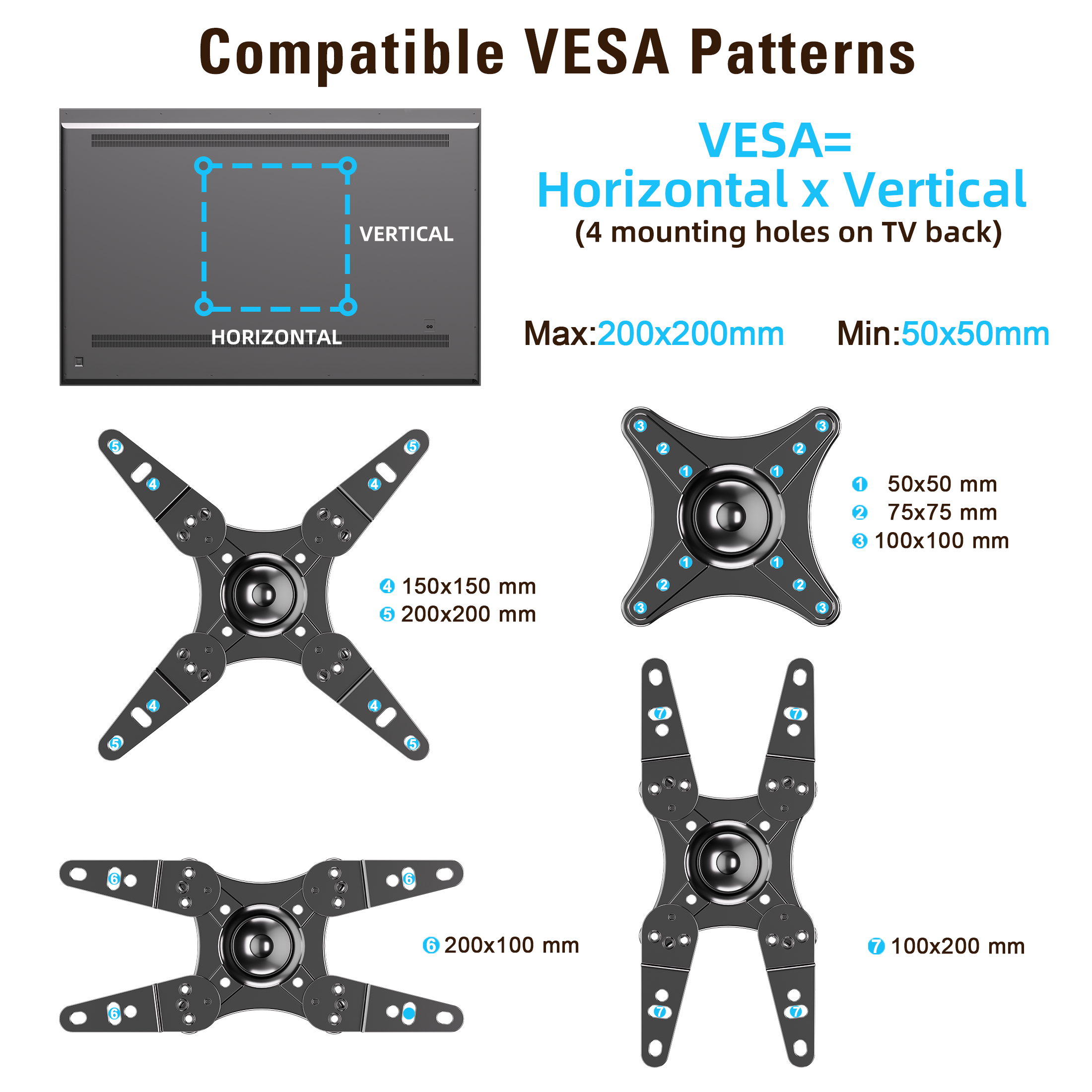 Fitmetal F21203 Full Motion TV Wall Mount for 13-43 Inch TVs & Monitors, Swivel Tilt Extension TV Mount Bracket with 360° Rotation, Articulating Arms, Max VESA 200x200mm, Supports Up to 33 lbs