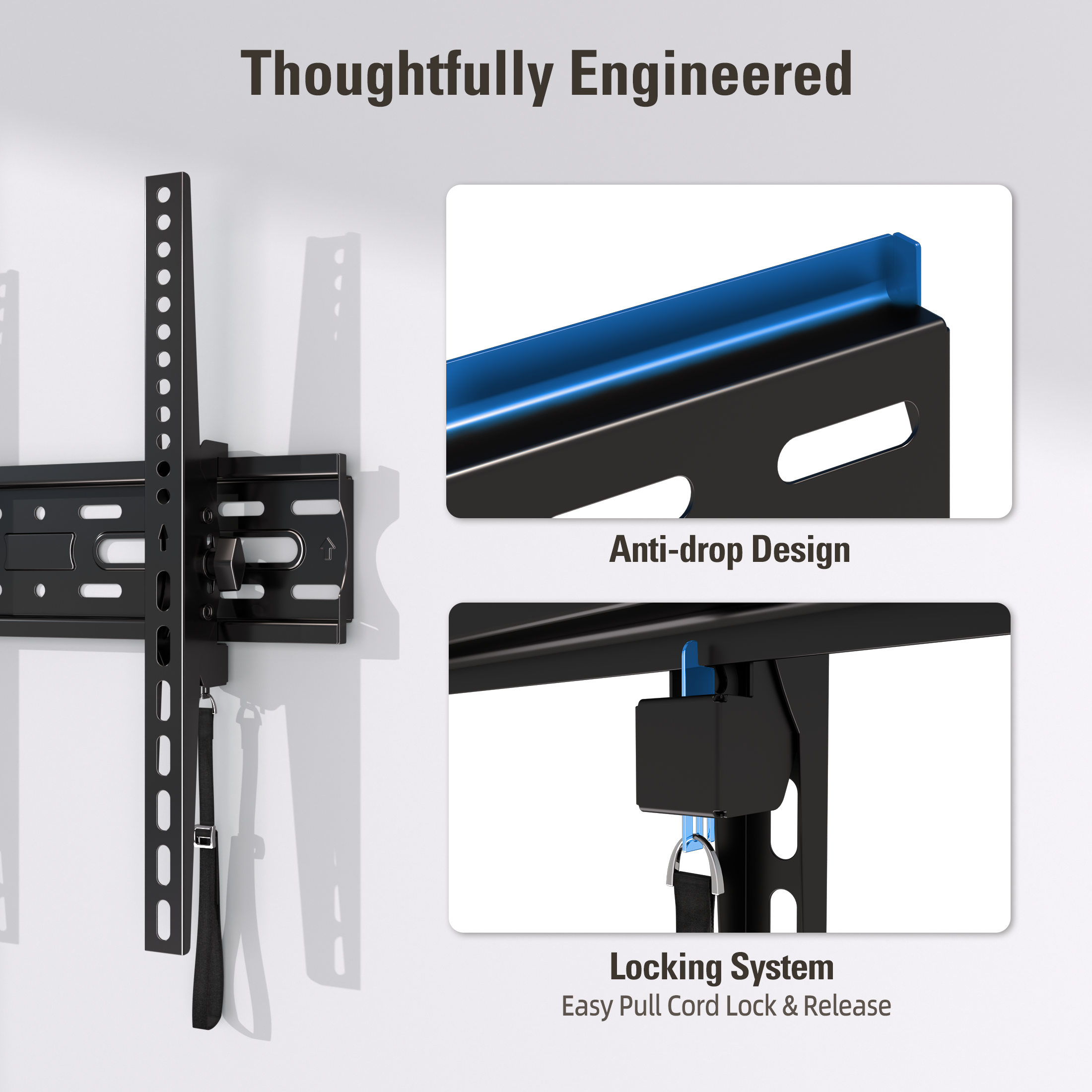 Fitmetal Large Tilt TV Wall Mount for 32" to 86" TVs, Holds up to 99 lbs，Max VESA 400x400mm F24904