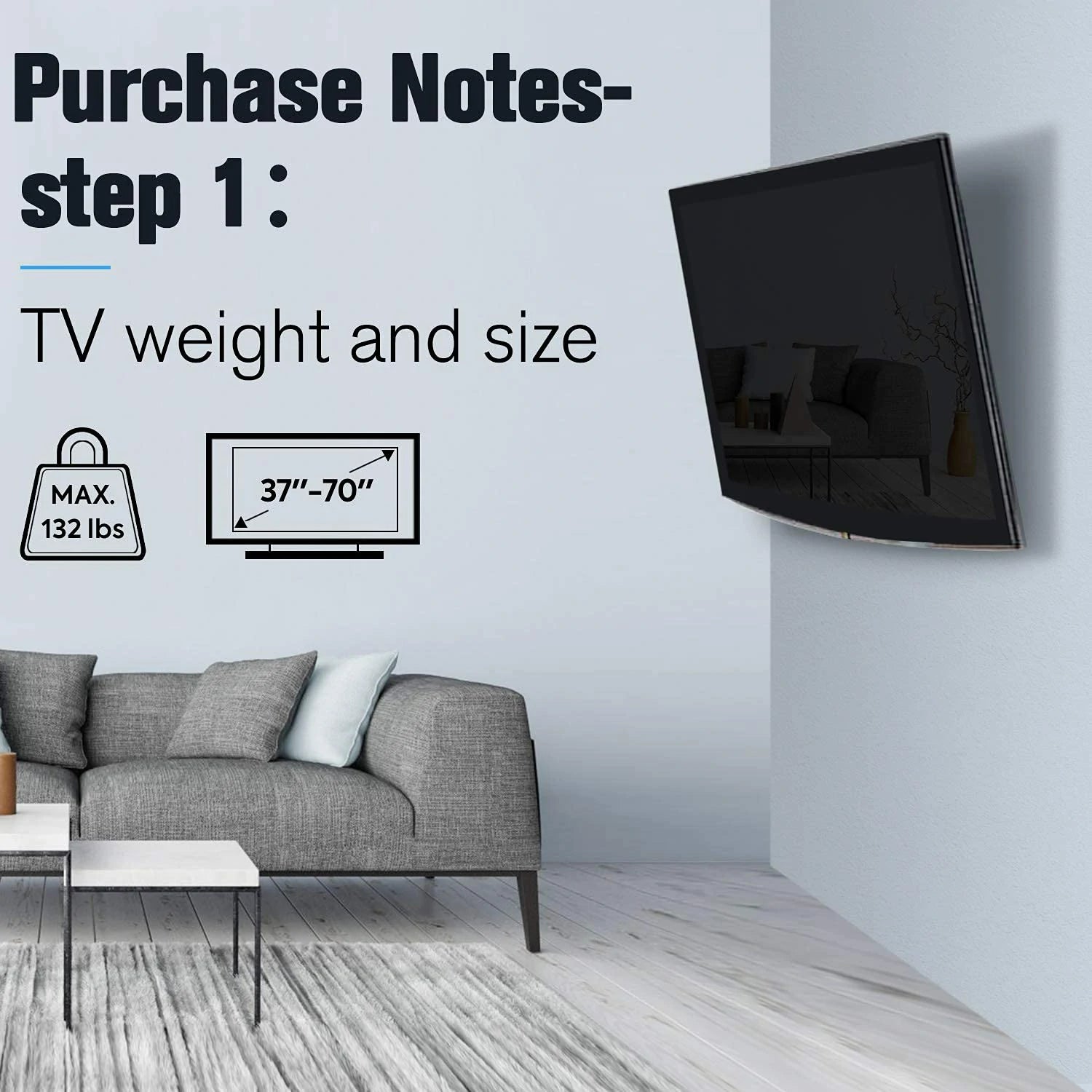 Fitmetal Tilting TV Wall Mount for 37-70" TV,Low Profile TV Mount,Hold up to 132 lbs,Max VESA 600 x 400,Fits 16'/18"/24" Studs