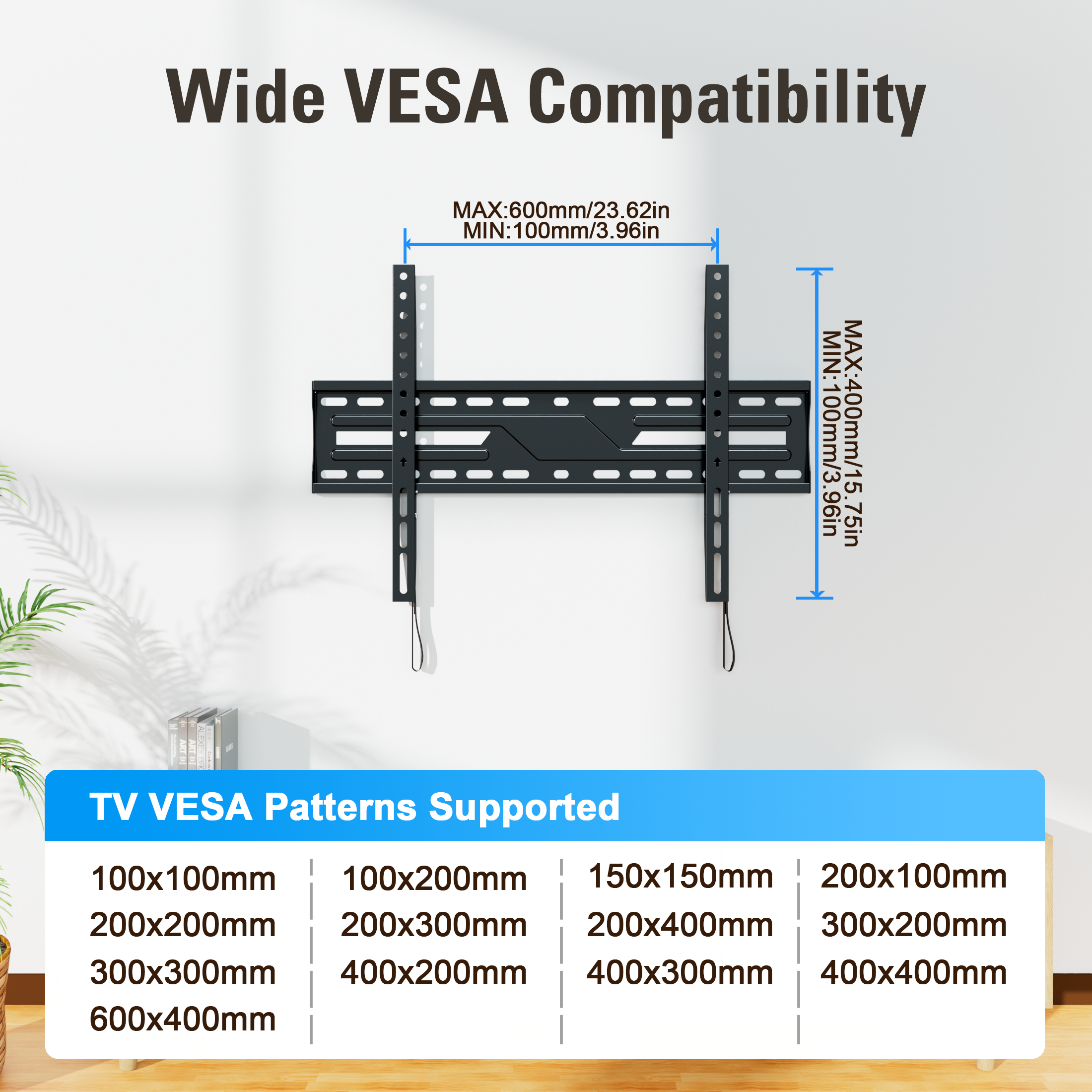 Fitmetal Large Fixed TV Wall Mount for 32" to 86" TVs, Holds up to 132 lbs,，Max VESA 600x400mm F27205