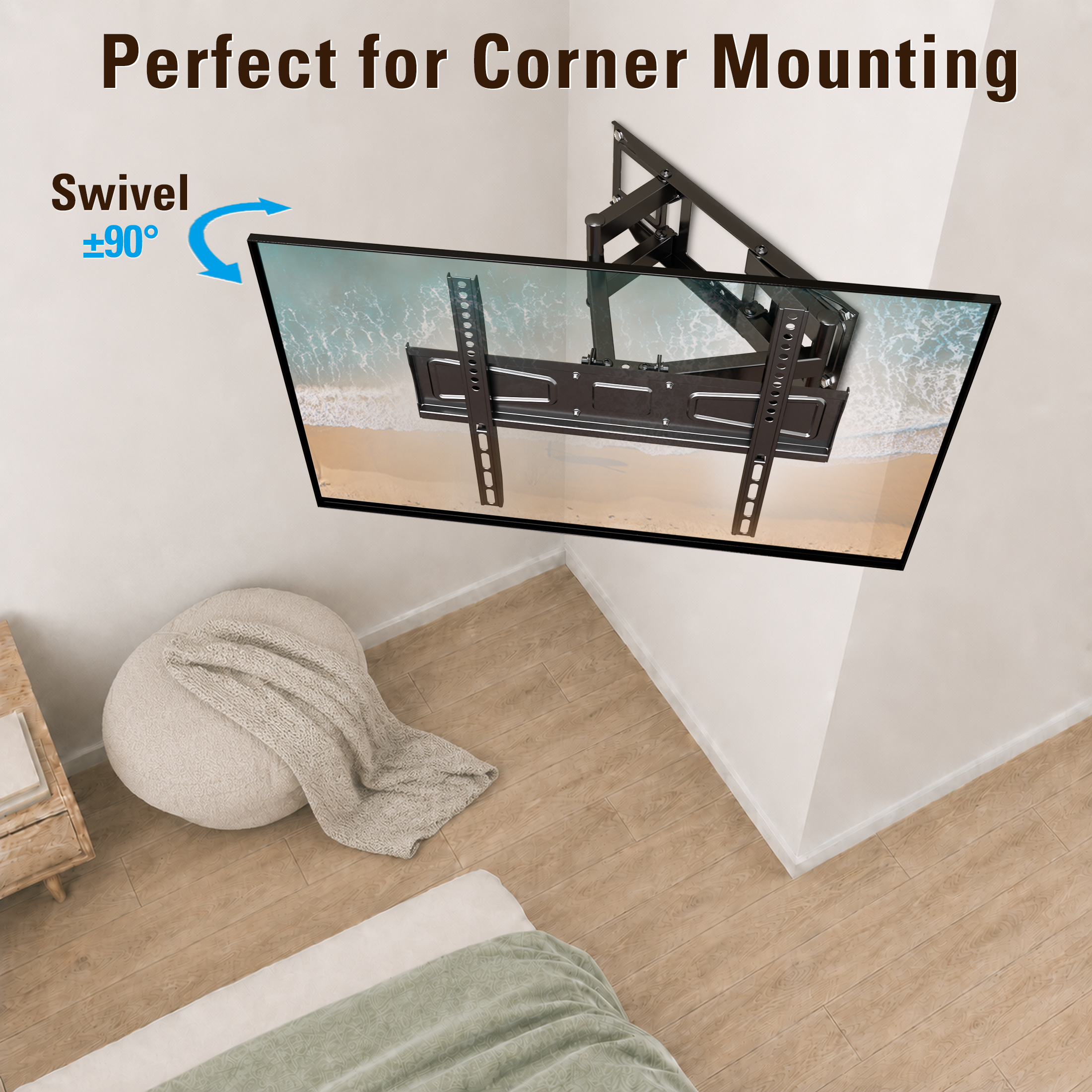 Fitmetal F24203 Full Motion TV Wall Mount for 32-70" TV, Articulating Wall Mount Bracket with Swivel,Tilt and Level, Max VESA 400x400mm, 99 lbs, Fits up to 16" Studs