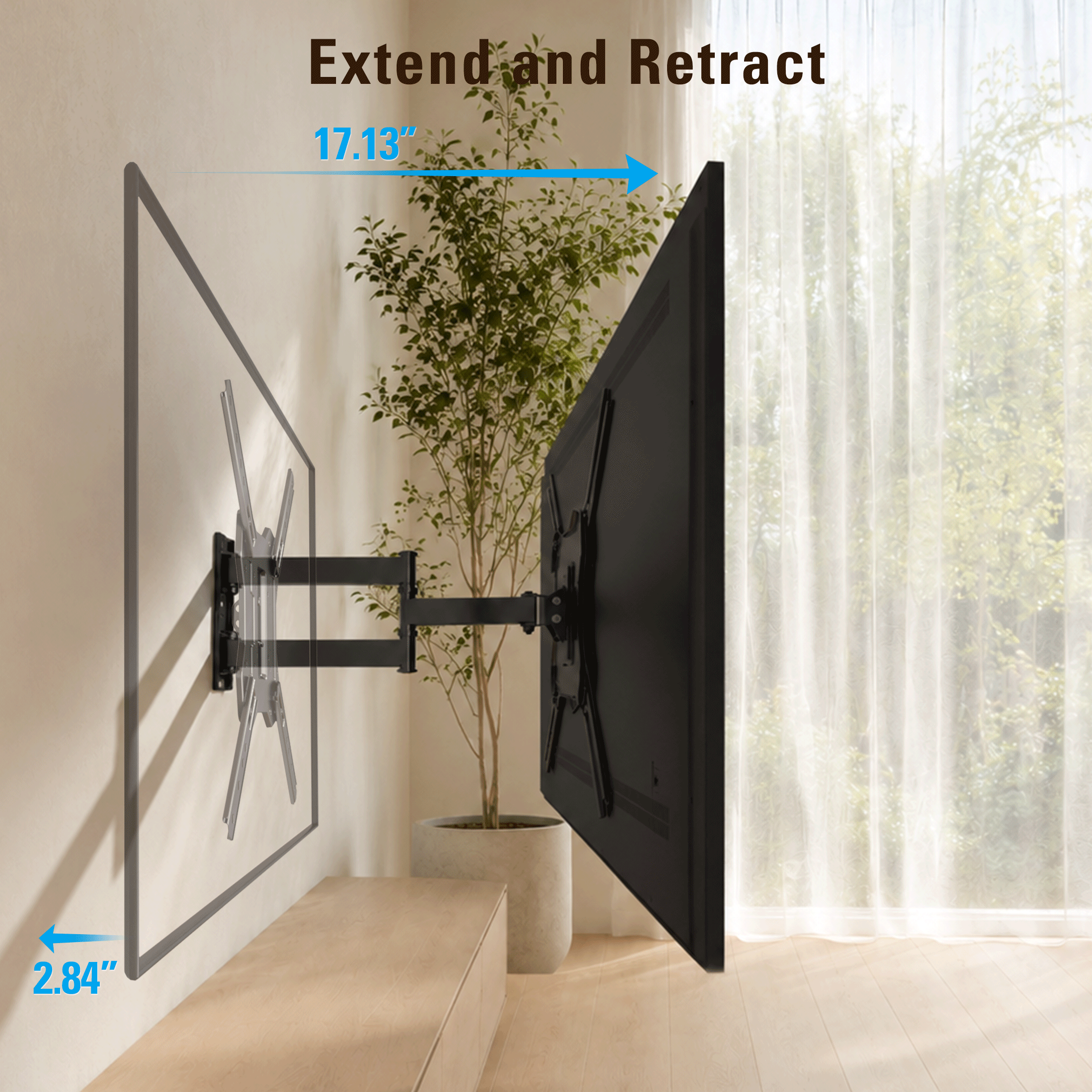 FitMetal Full Motion TV Wall Mount with Swivel Arm for 26-65 inch TVs, Max VESA 400x400mm，Holds up to 77 lbs F24202