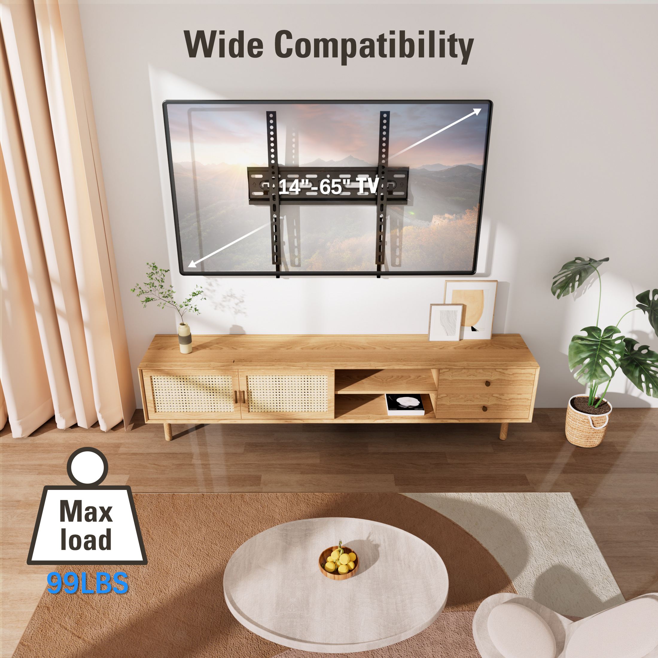 Fitmetal Large Tilt TV Wall Mount for 32" to 86" TVs, Holds up to 99 lbs，Max VESA 400x400mm F24904