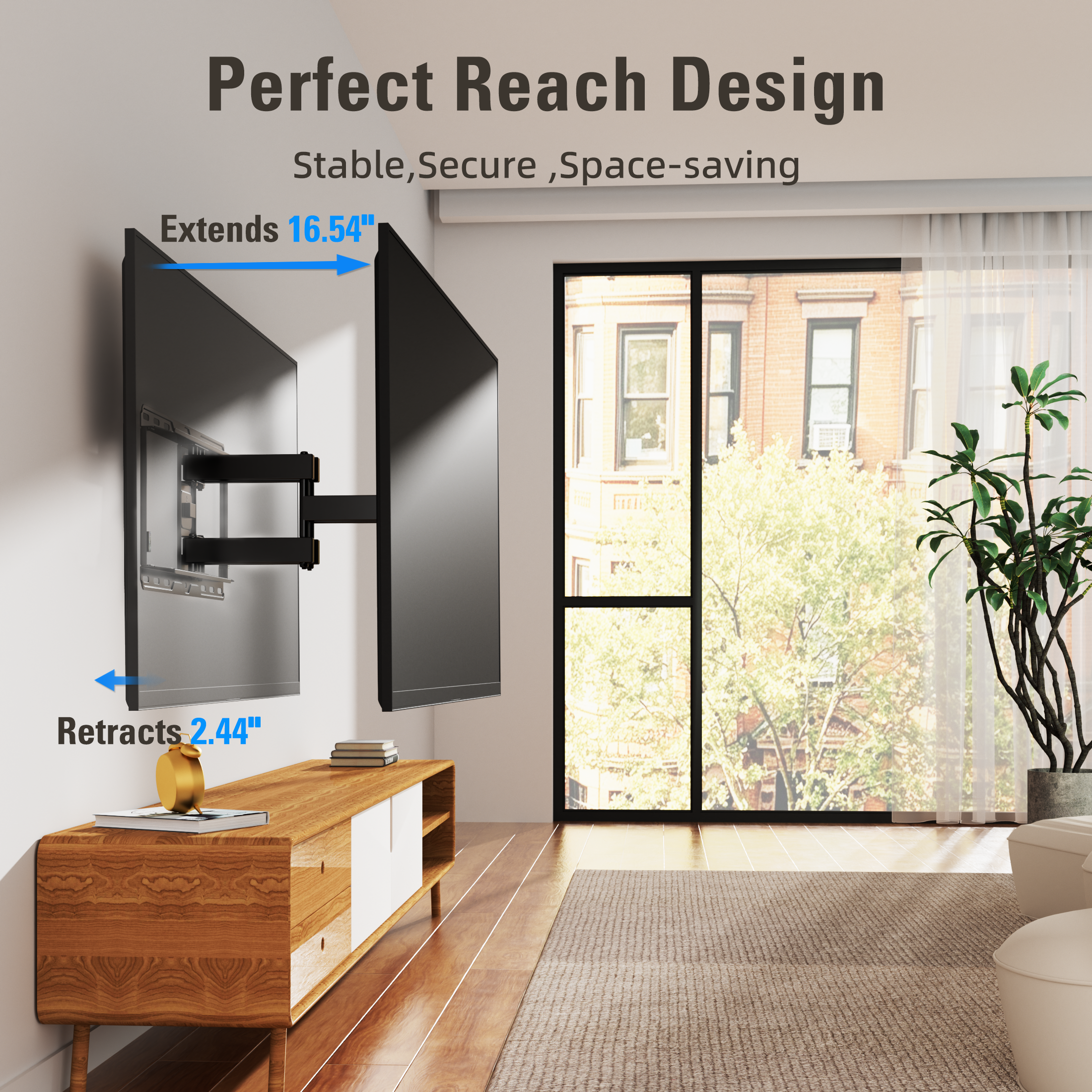 Fitmetal F27207 Large Full Motion TV Wall Mount for 47-92 inch TVs Swivels Tilts Extension Rotation Holds up to 132lbs Max VESA 600x400mm, Fit 16" Wood Stud