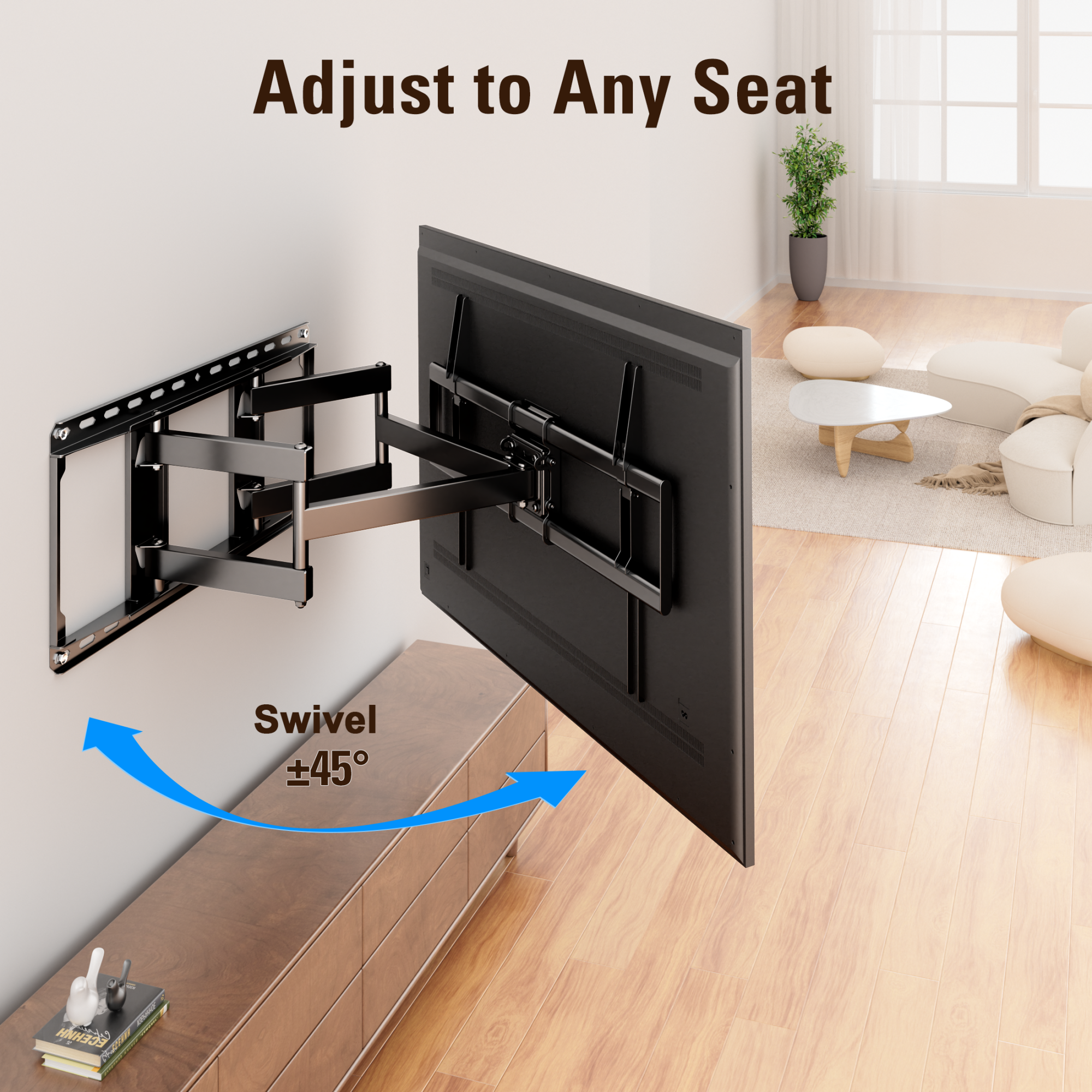 Fitmetal F27208 Full Motion TV Wall Mount for 47-92" TVs, Swivel Tilt Extension Leveling, up to 154 lbs Max VESA 600x400mm, Fits 16/18/24 inch Wood Stud
