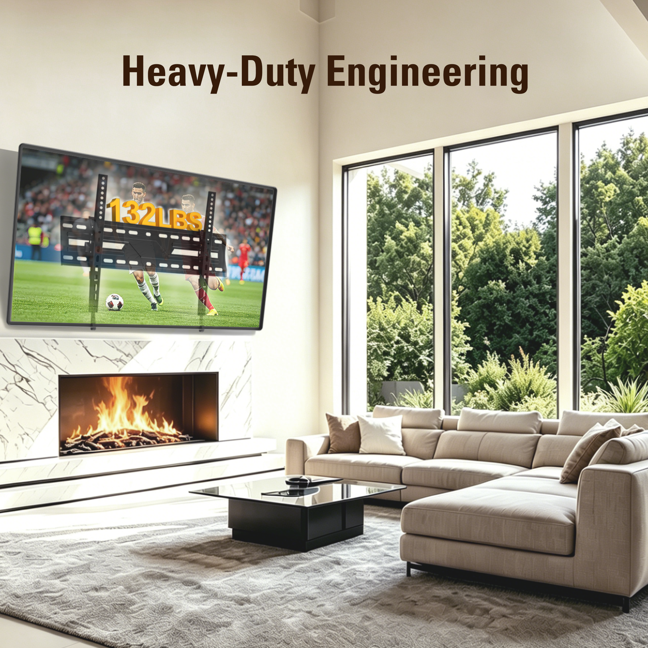 Fitmetal Large Tilt TV Wall Mount for 50" to 86" TVs, Holds up to 132 lbs，Max VESA 600x400mm F27206