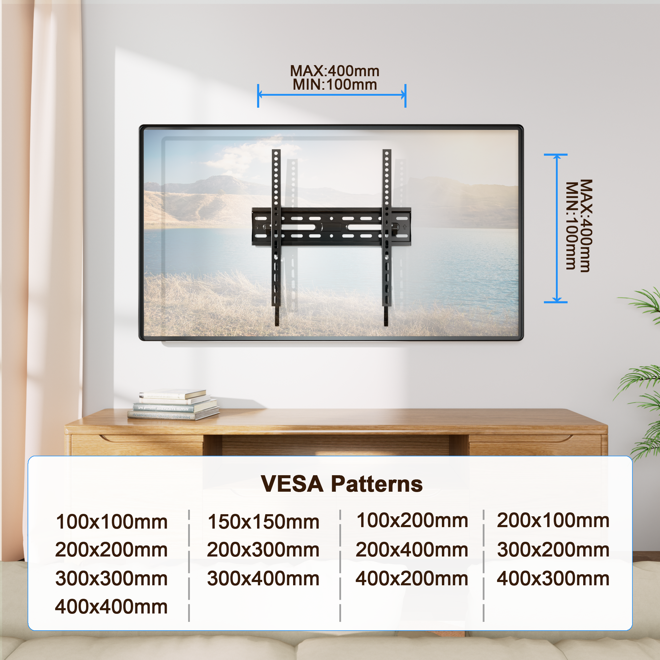 Fitmetal Large Tilt TV Wall Mount for 32" to 86" TVs, Holds up to 99 lbs，Max VESA 400x400mm F24904