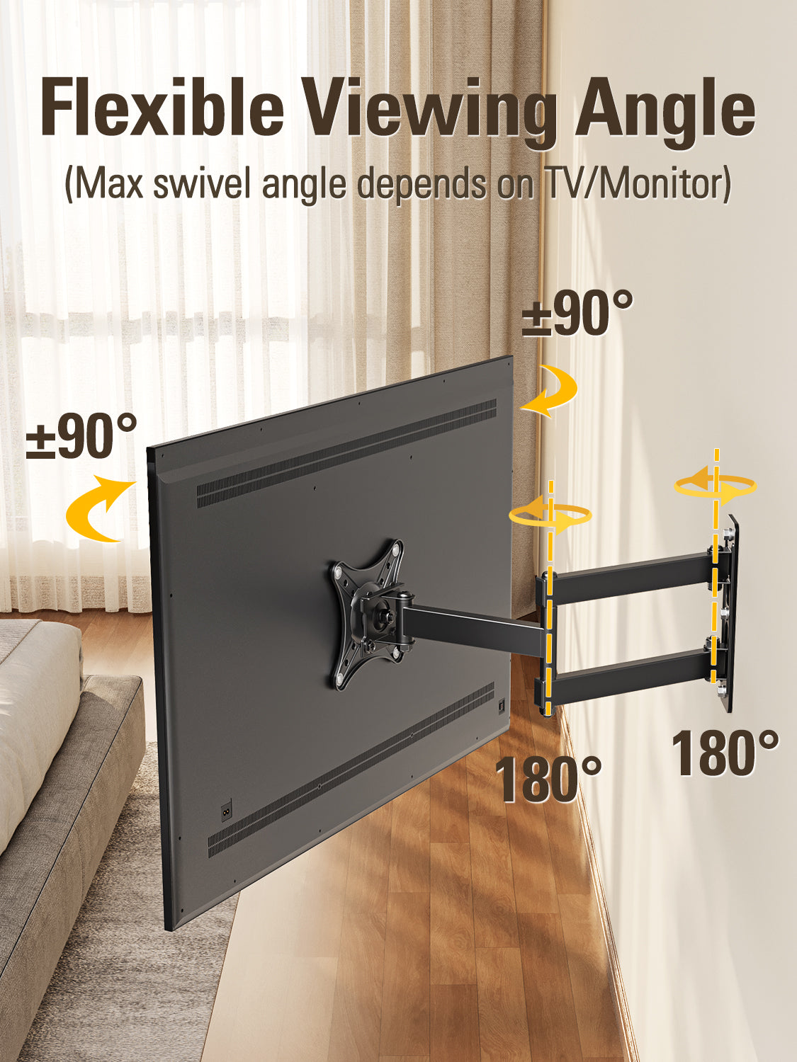 Mounting Dream Monitor Wall Mount fit 10-26" TV 15kg, VESA 50x50-100x100mm | VESA Wall Mount, TV Wall Bracket, Swivel Tilt Rotate, Full Motion Monitor Arm MD2463-02