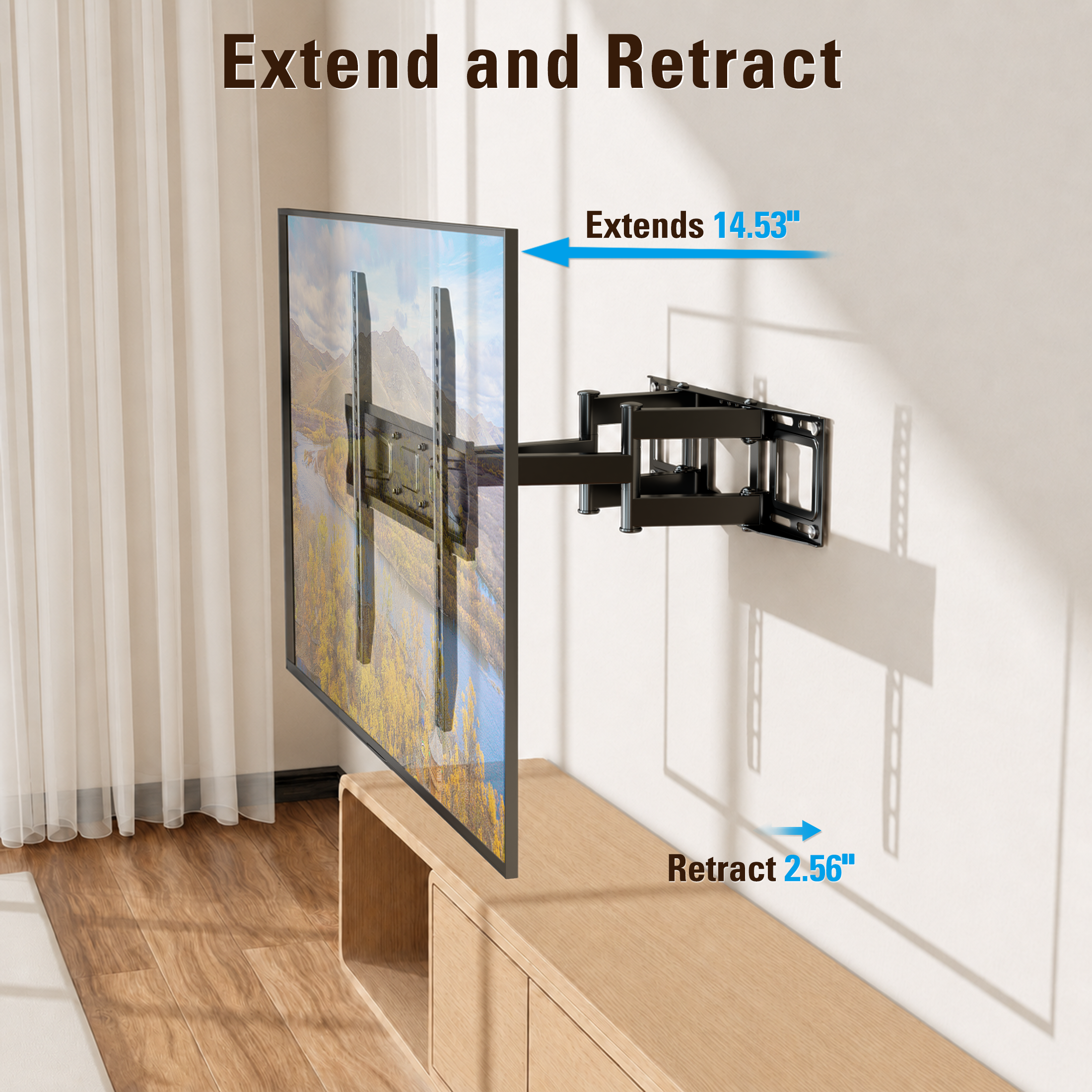Fitmetal F24203 Full Motion TV Wall Mount for 32-70" TV, Articulating Wall Mount Bracket with Swivel,Tilt and Level, Max VESA 400x400mm, 99 lbs, Fits up to 16" Studs
