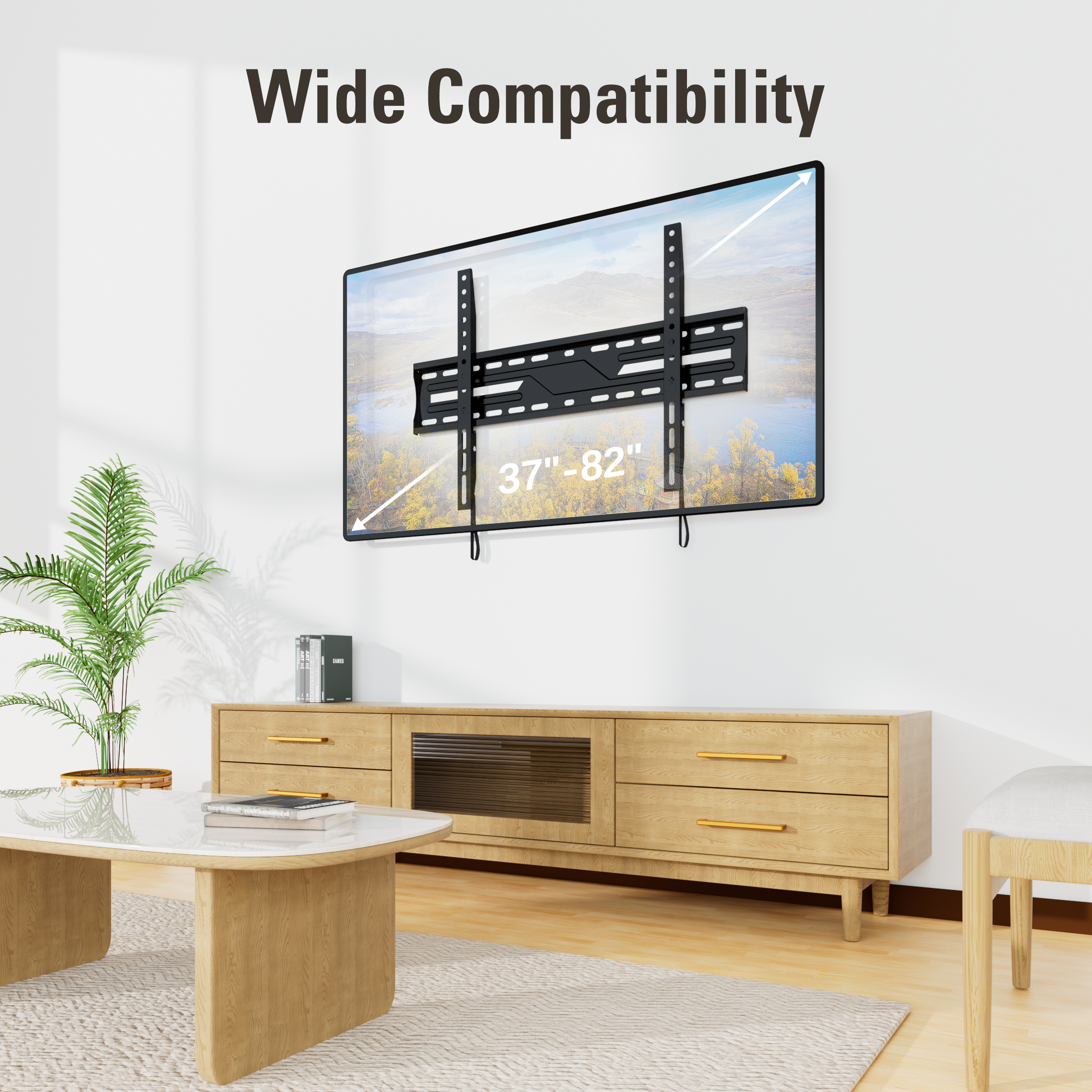 Fitmetal Large Fixed TV Wall Mount for 32" to 86" TVs, Holds up to 132 lbs,，Max VESA 600x400mm F27205