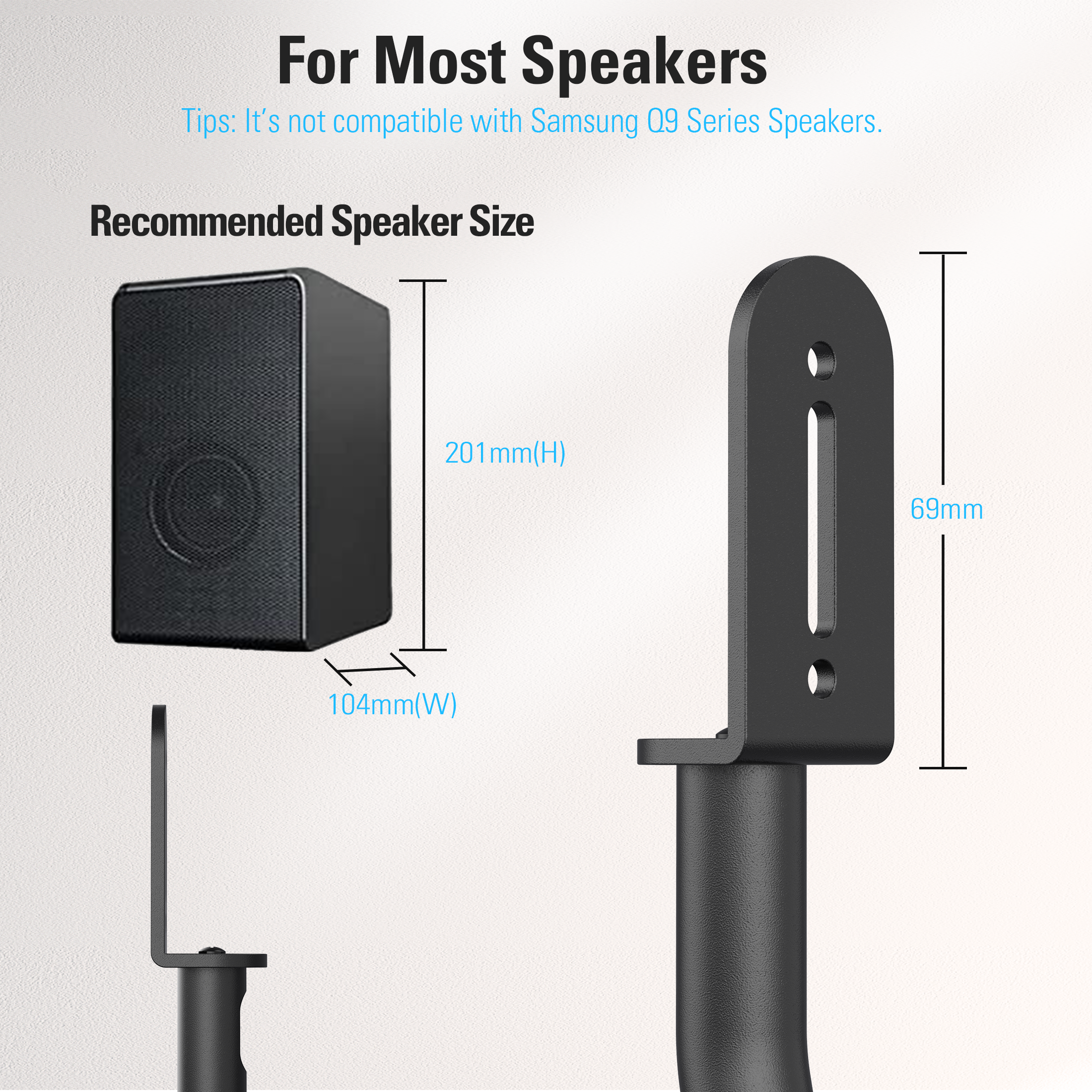Mounting Dream Speaker Stand Floor Pair Height Adjustable 71-94cm Load 5kg for Surround Speaker Rear Speaker, with Internal Cable Management MD5401-03