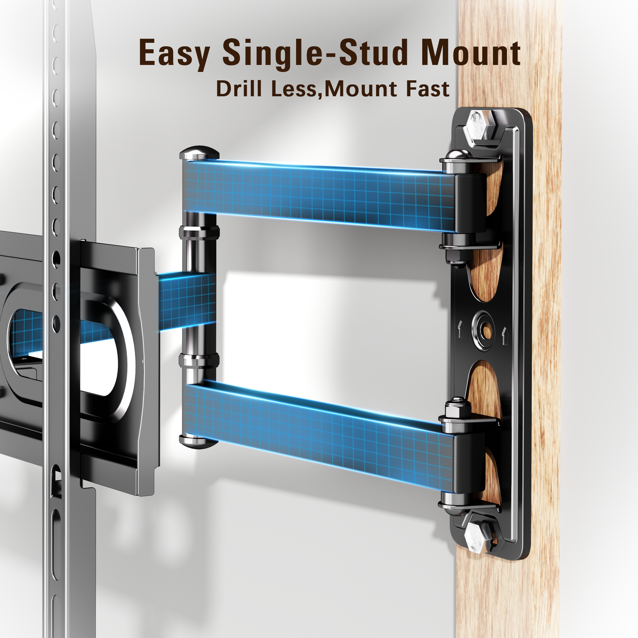 Fitmetal F24204 Full Motion TV Wall Mount for 26-65 Inch TVs, Single Stud Corner Mount Bracket with Swivel & Tilt, Holds up to 80 lbs, Max VESA 400x400mm
