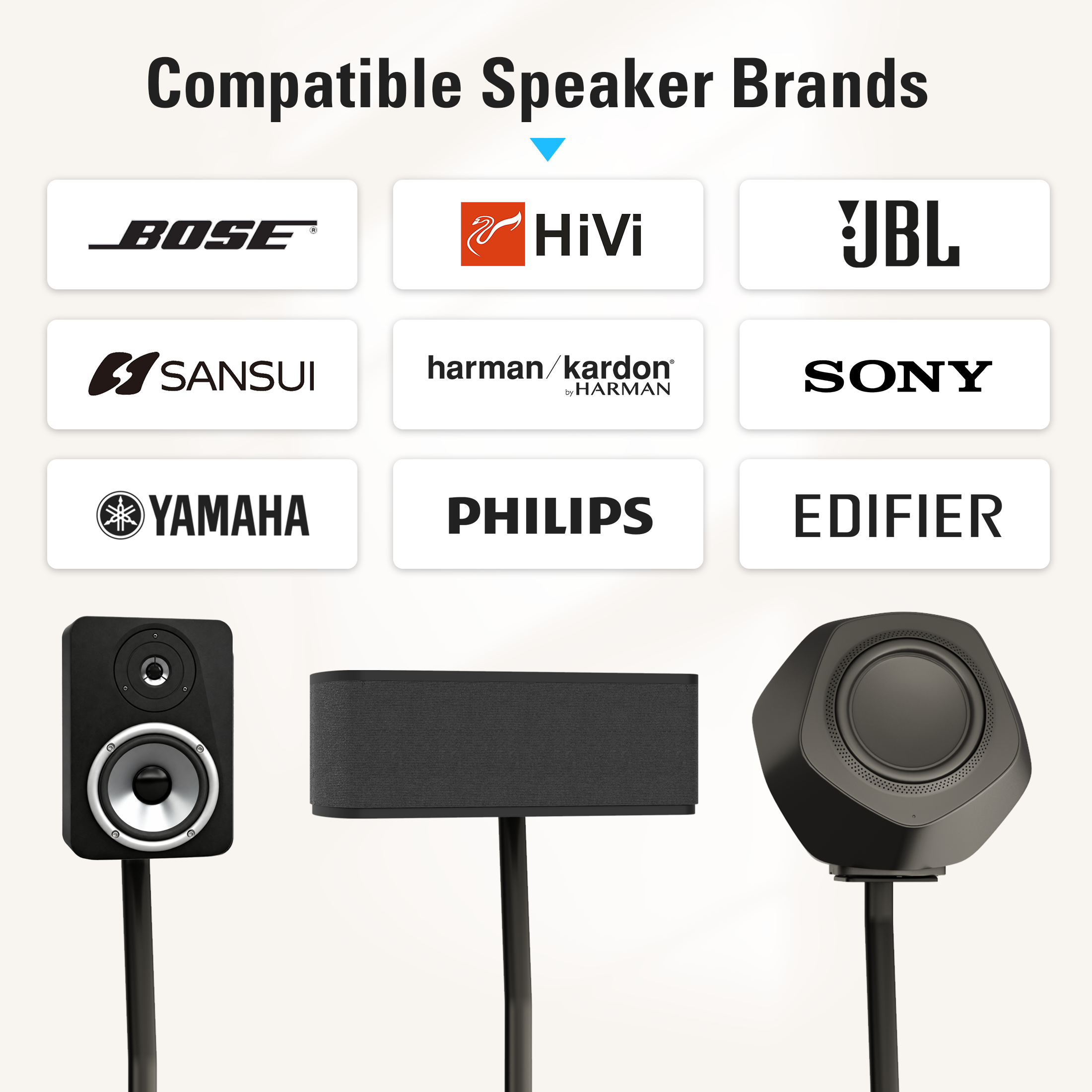 Mounting Dream Speaker Stand Floor Pair Height Adjustable 71-94cm Load 5kg for Surround Speaker Rear Speaker, with Internal Cable Management MD5401-03