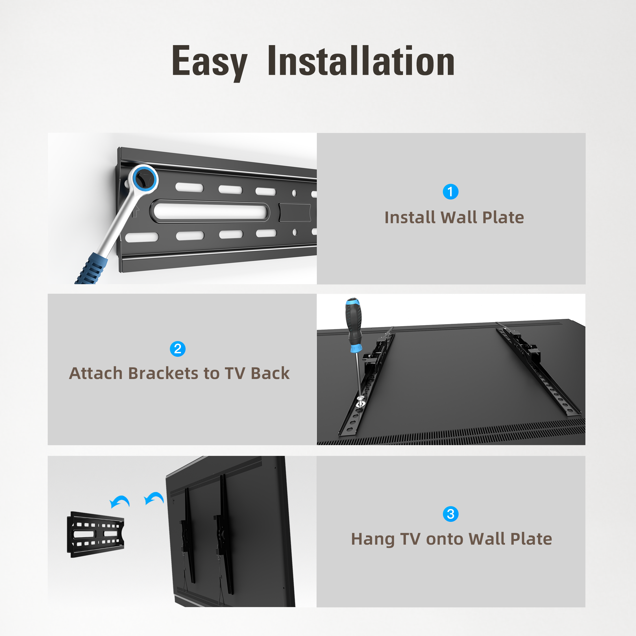 Fitmetal Large Tilt TV Wall Mount for 32" to 86" TVs, Holds up to 99 lbs，Max VESA 400x400mm F24904