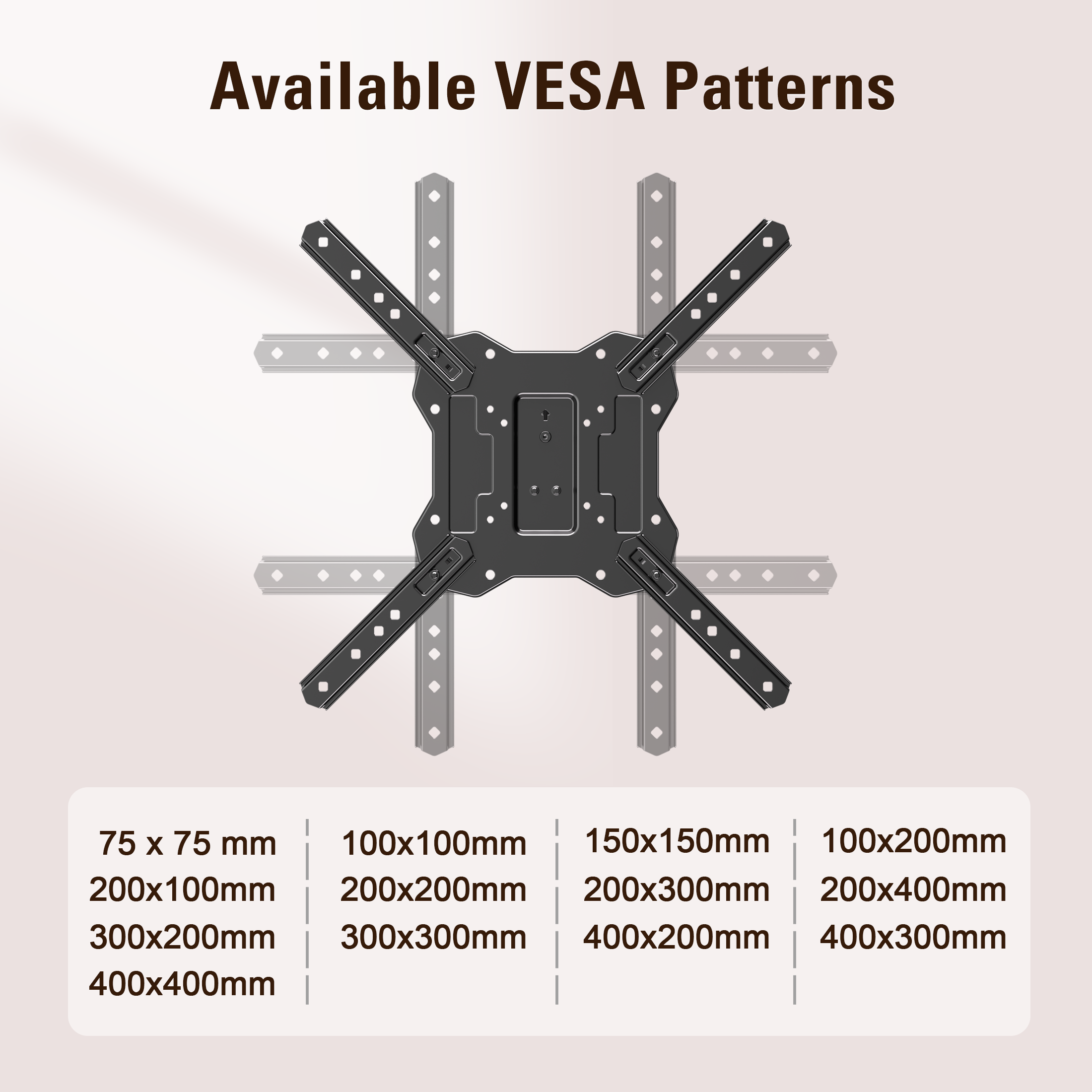 FitMetal Full Motion TV Wall Mount with Swivel Arm for 26-65 inch TVs, Max VESA 400x400mm，Holds up to 77 lbs F24202