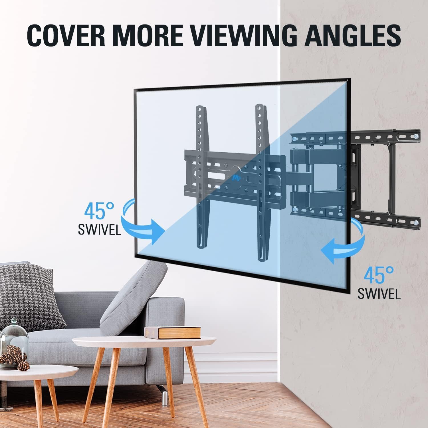 Mounting Dream TV Mount Full Motion TV Wall Mounts for 32-65 Inch Flat Screen TV, Wall Mount TV Bracket with Dual Arms, Max VESA 400x400mm and 99 LBS, Fits 16", 18", 24" Studs MD2380-24K-04 TV Mounts