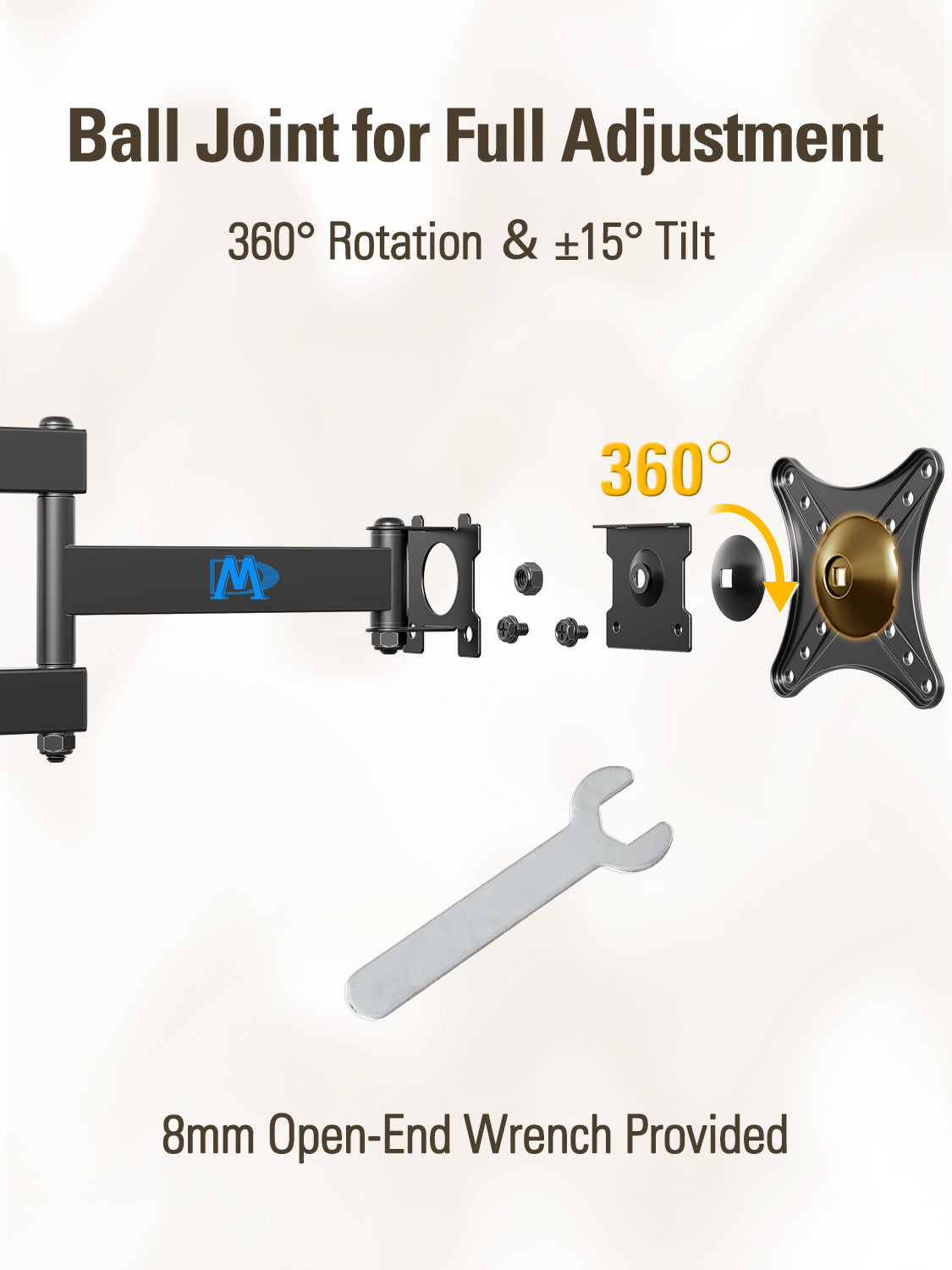 Mounting Dream Monitor Wall Mount fit 10-26" TV 15kg, VESA 50x50-100x100mm | VESA Wall Mount, TV Wall Bracket, Swivel Tilt Rotate, Full Motion Monitor Arm MD2463-02